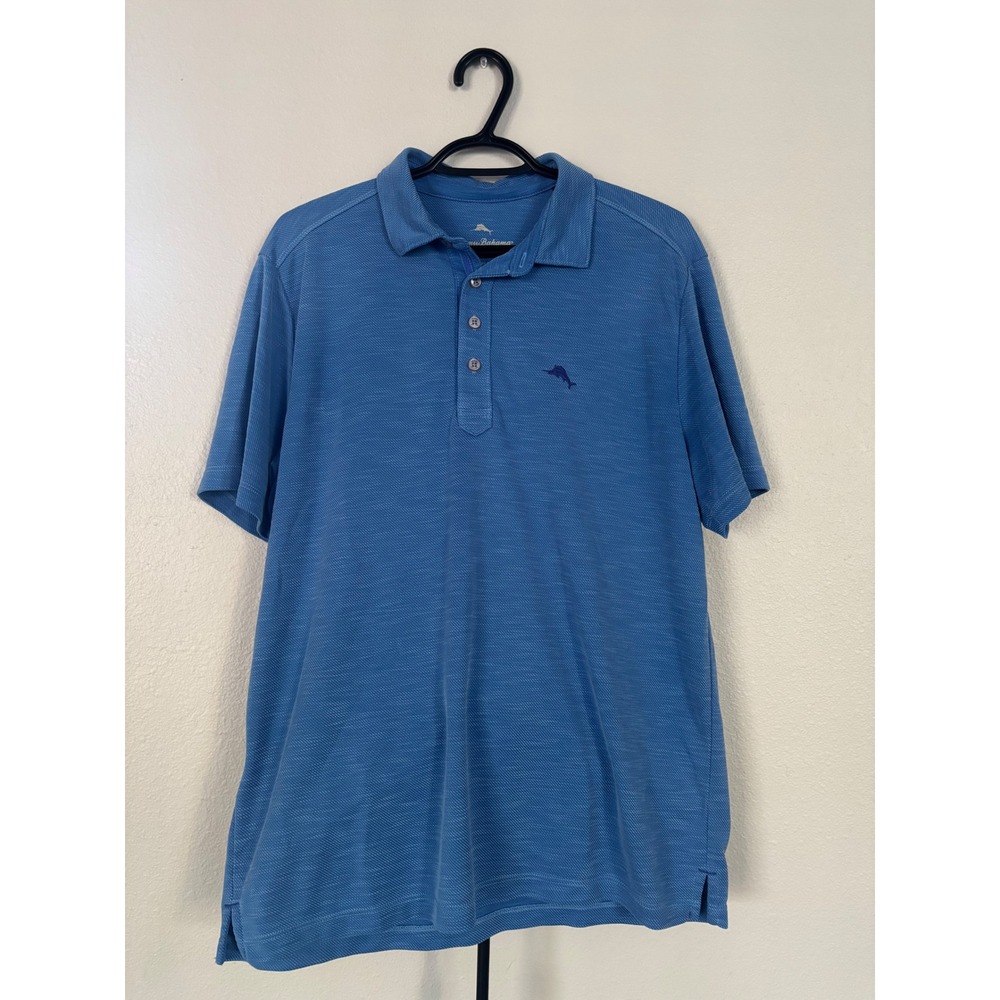 Tommy Bahama Mens Blue Tencel Modal Blend Short Sleeve Polo Shirt Size M